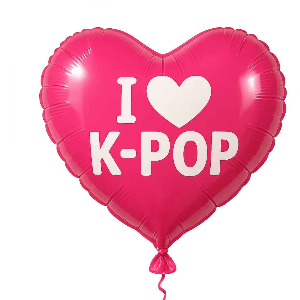 pink kpop fan heart balloon, fun and festive emoji