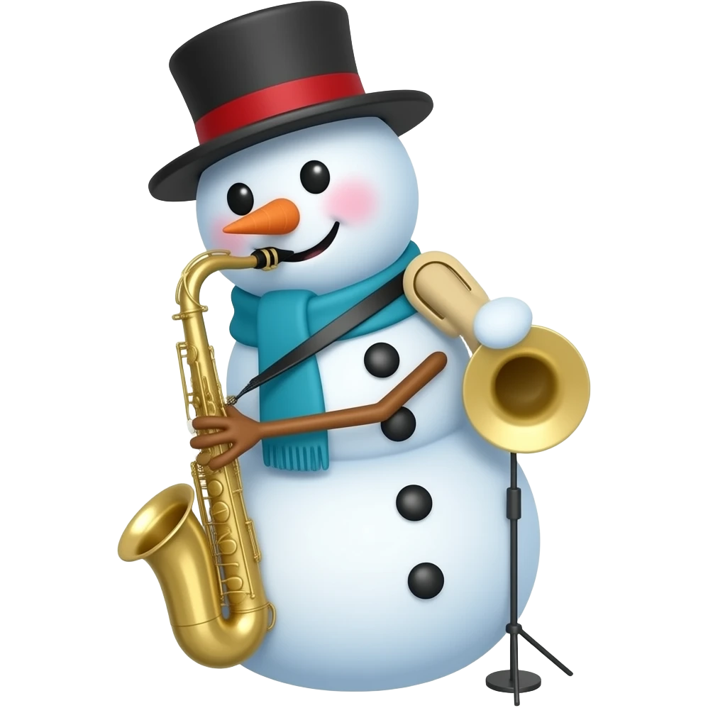 Snowman playing sax emoji