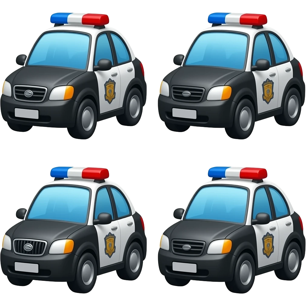 4 police cars in diffrent types emoji