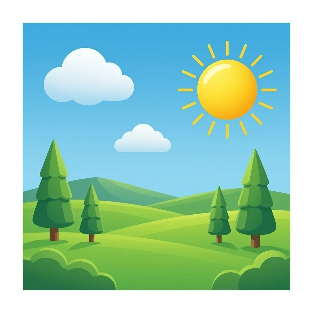 The sun is shining brightly in the sky emoji