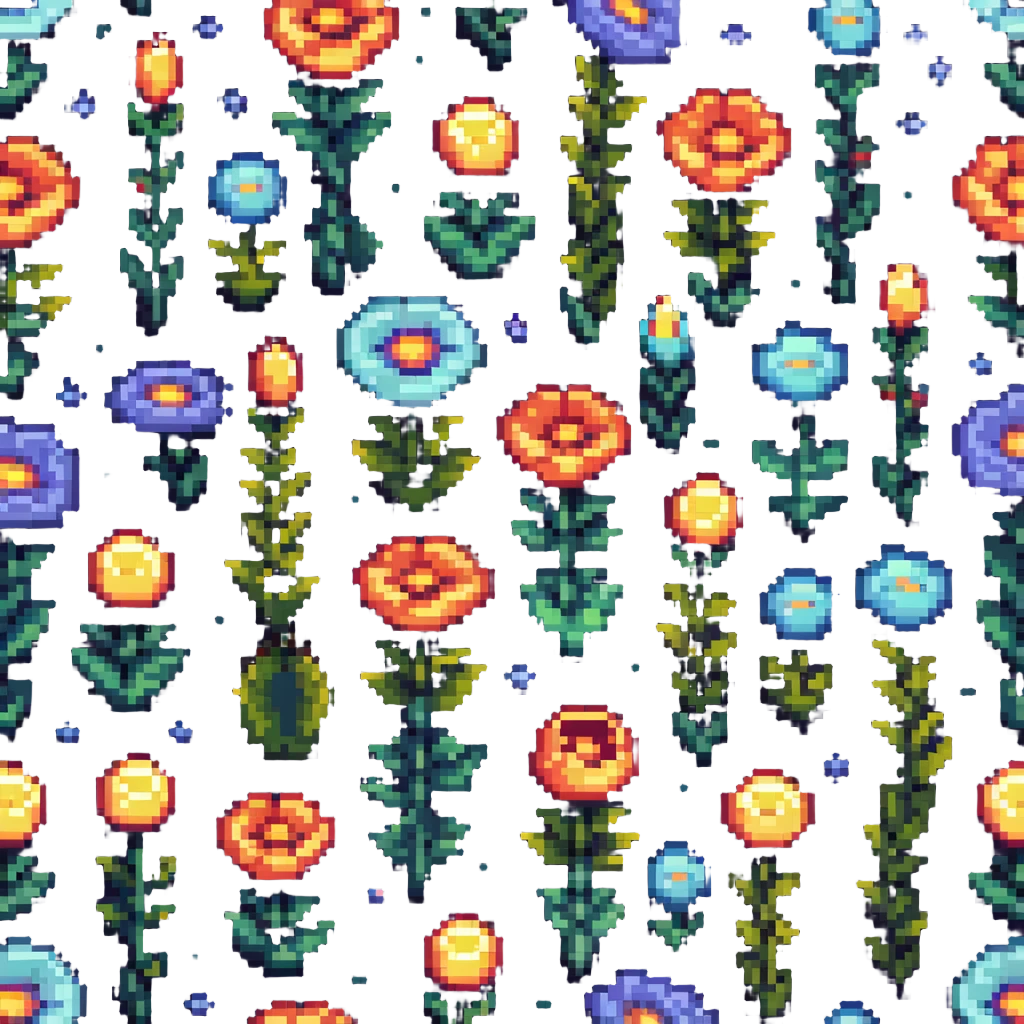 space flowers pixel art style emoji