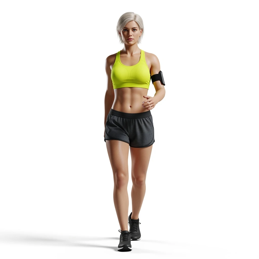 DONNA FITNESS CHE CAMMINA, IPERREALISTICA 4K, SENZA SFONDO emoji