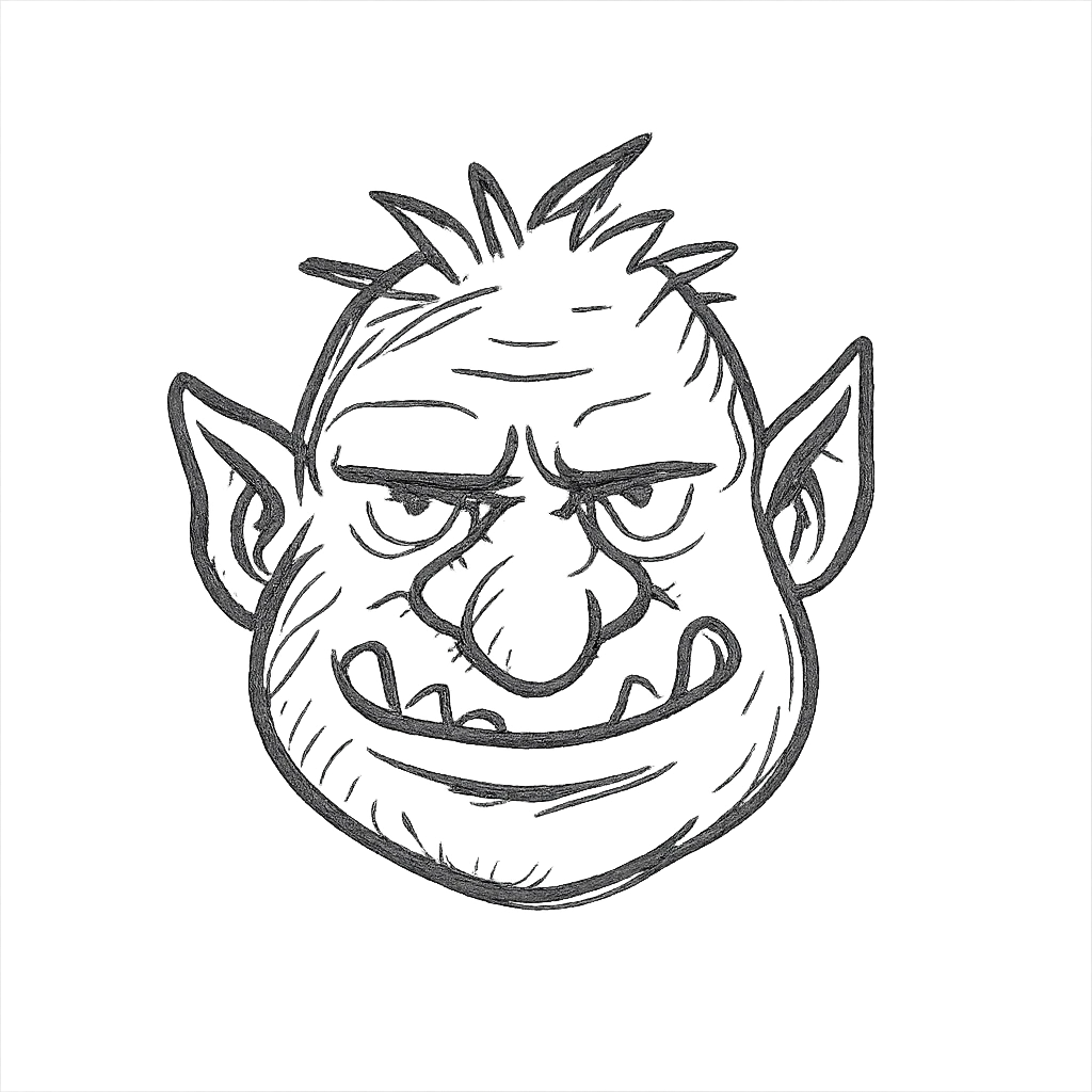 troll kafa, icon style, monochrome, geometric shapes, clean design emoji
