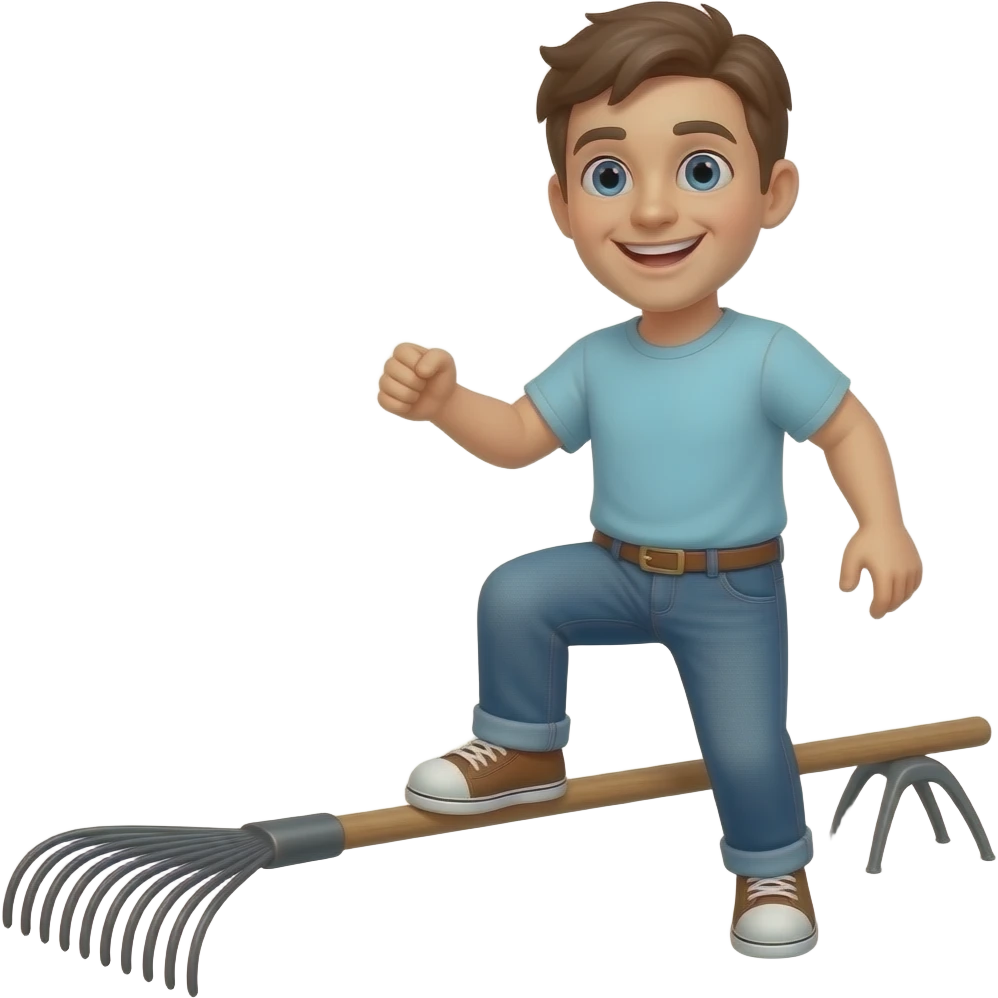 smiley steps on a rake emoji