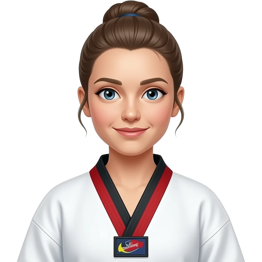 a white woman in a taekwondo uniform emoji