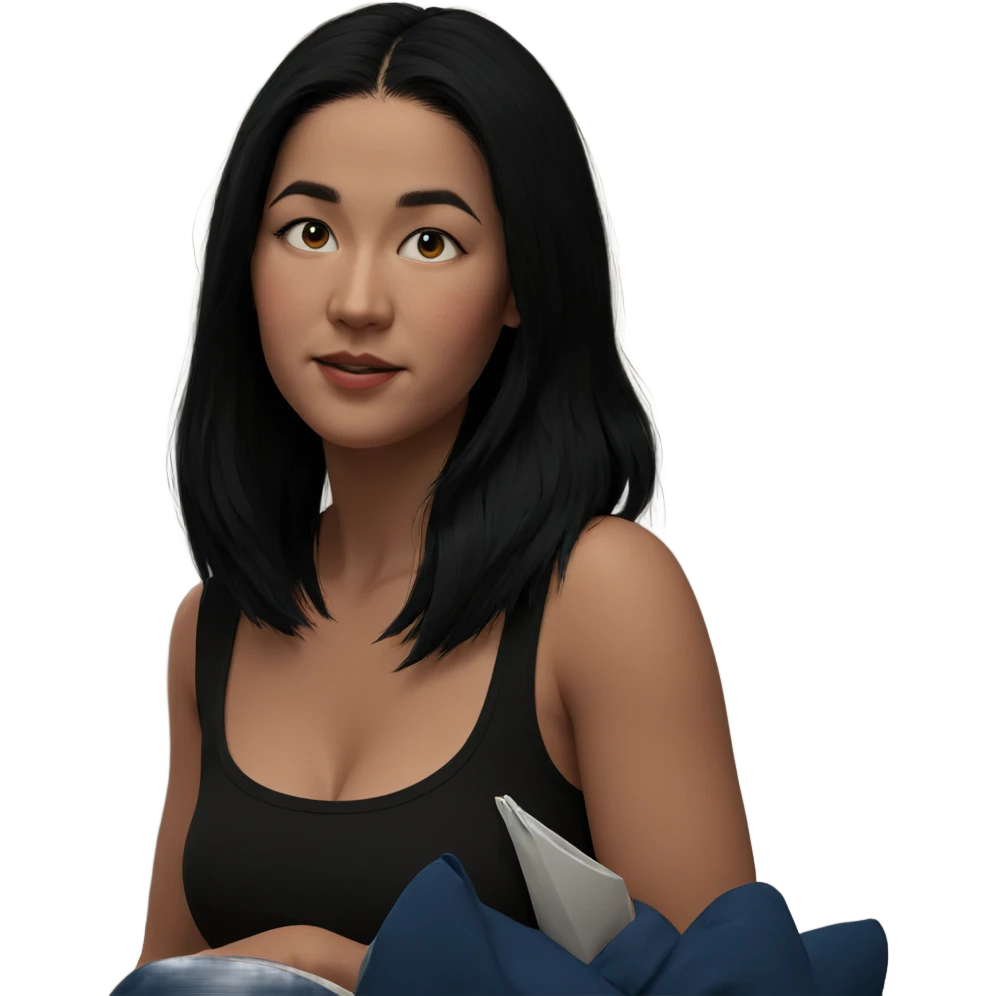 girl with black hair indoors emoji