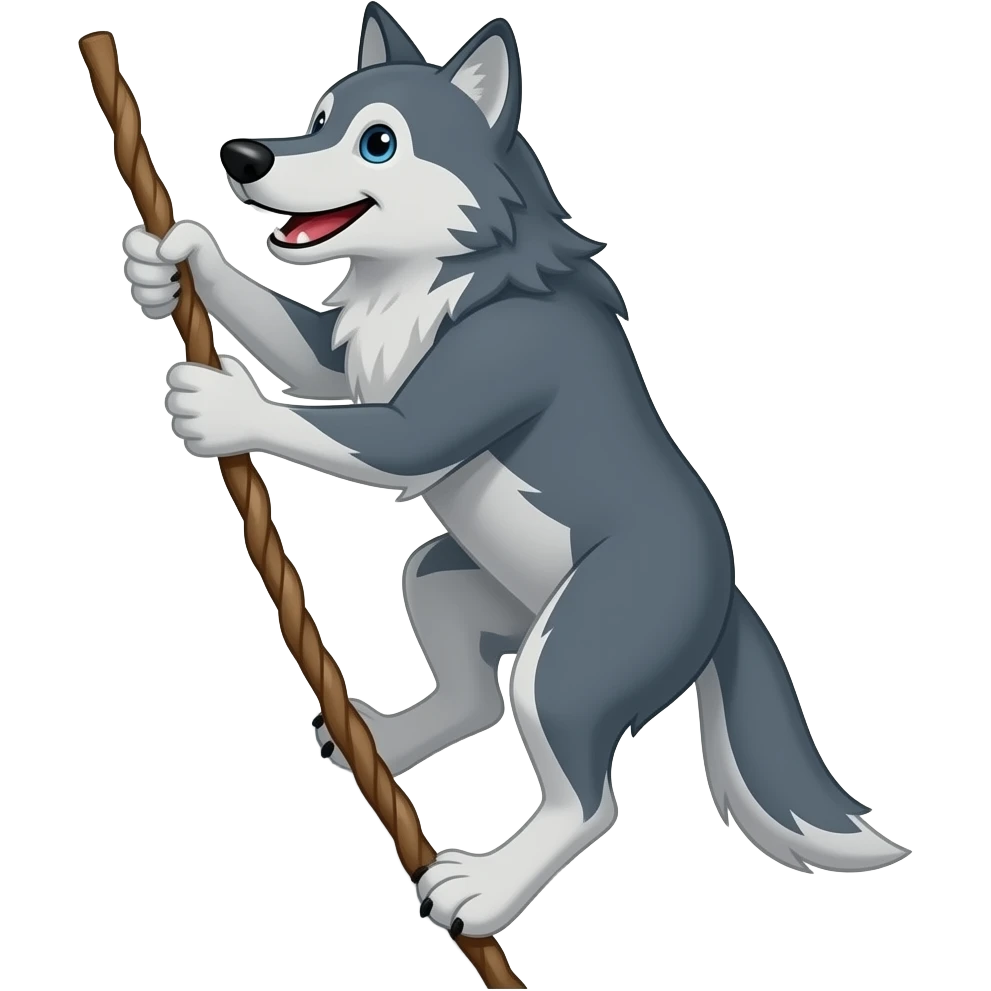 The cartoon wolf climbing emoji