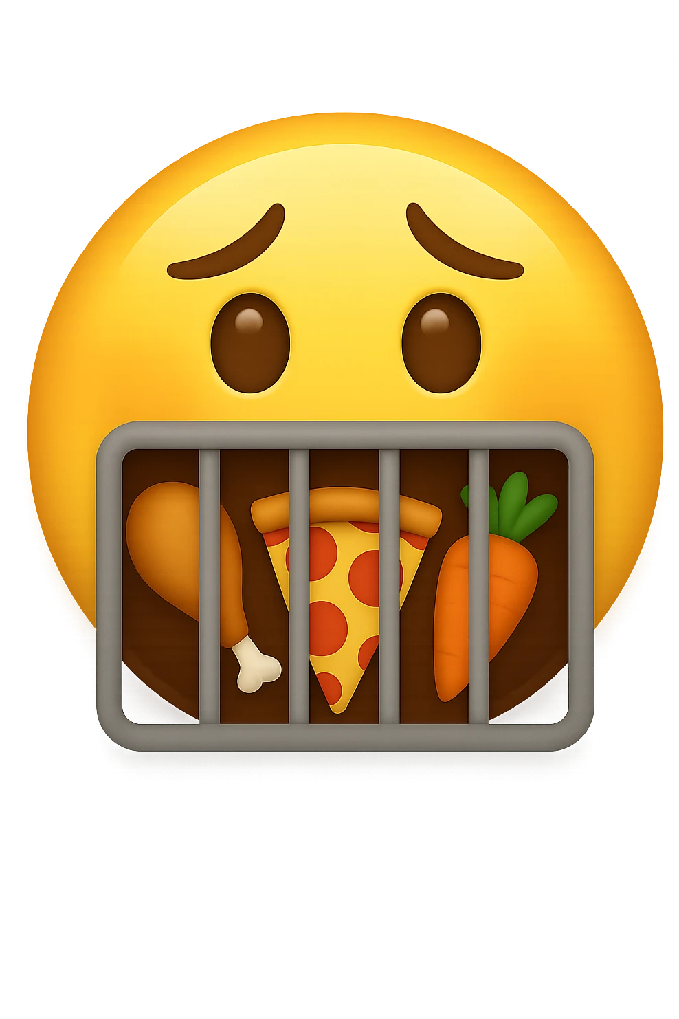 Disturbi alimentari quindi cibo visti come una gabbia stile emoji iphone. emoji
