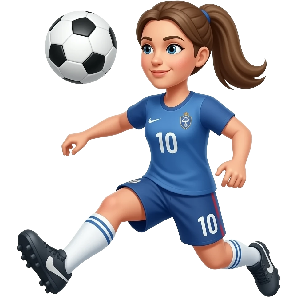 A woman playing french football, doing chest control emoji
