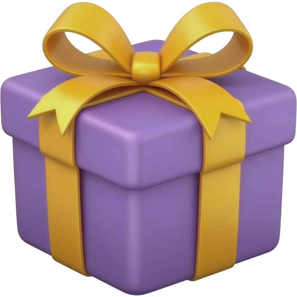 Purple and yellow wrapped gift box with ribbon bow iPhone emoji emoji