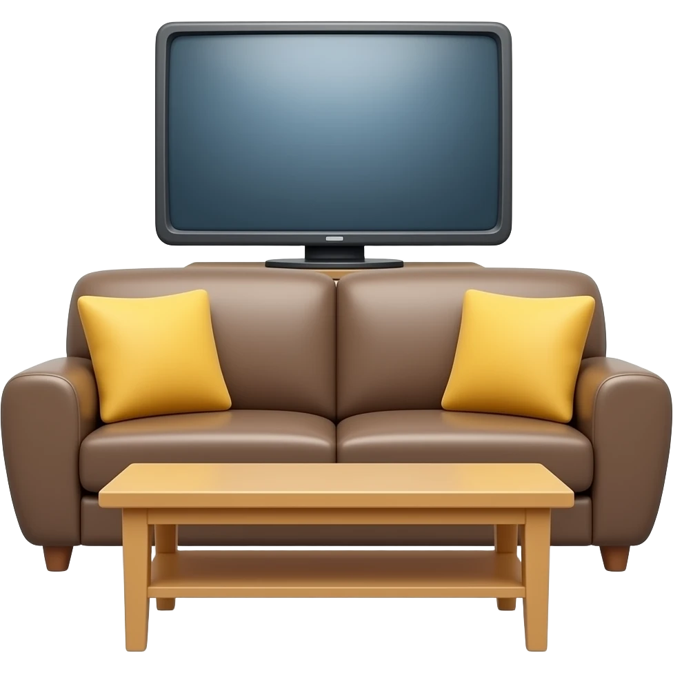 كنبة مع طاولة و تلفاز emoji