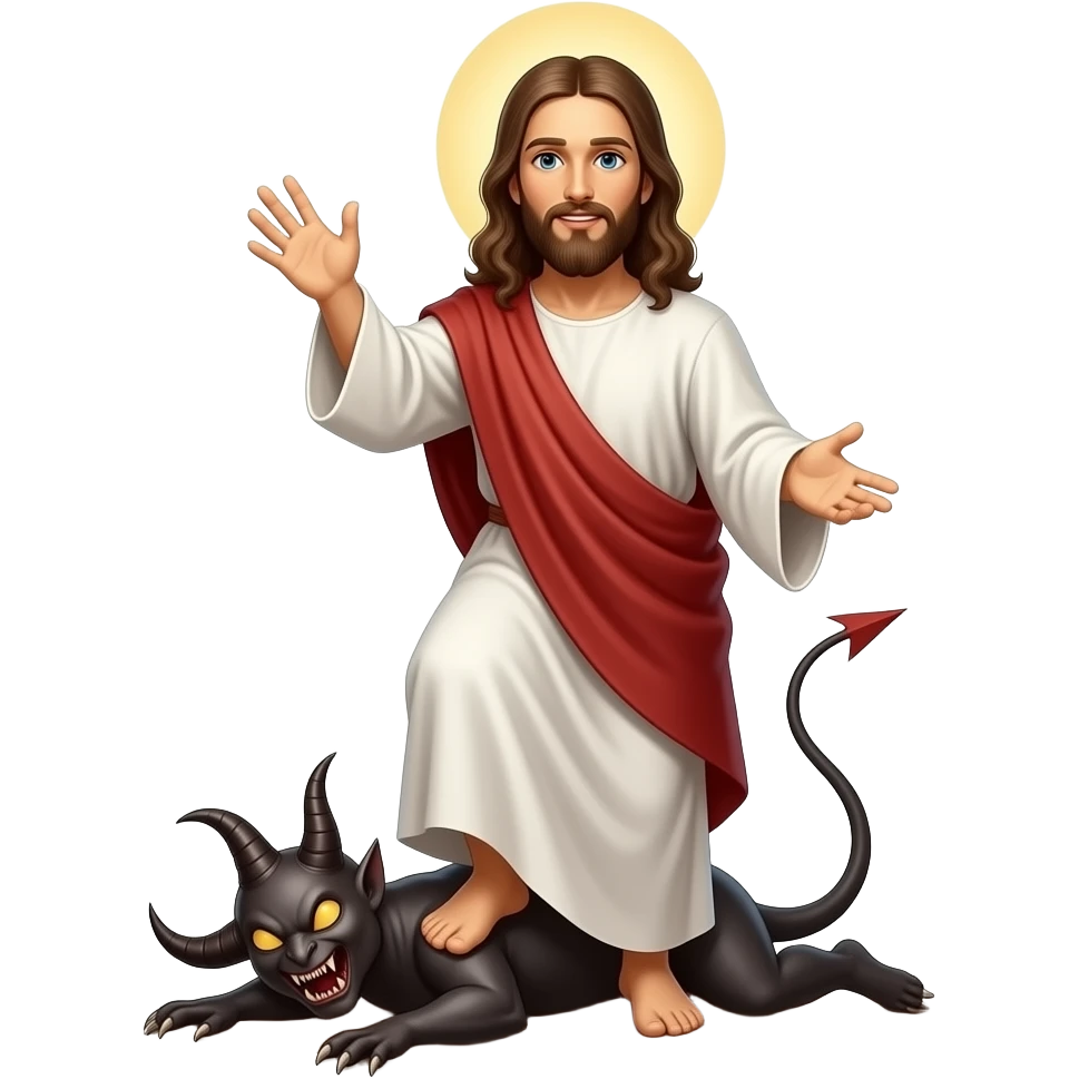Jesus stomps on Satan emoji