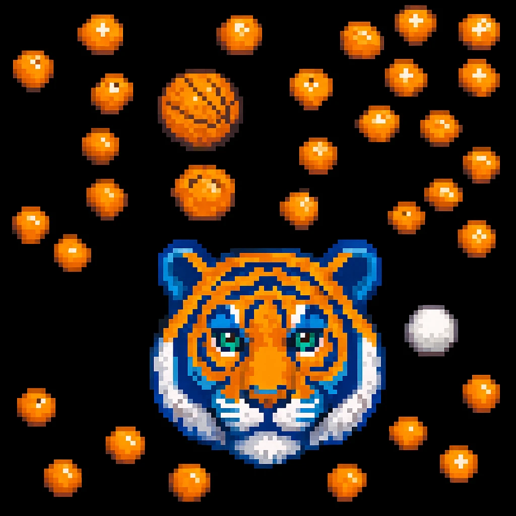 Change the stripes to blue instead of black, keep the pixel art style with blocky, pixelated details and retro video game aesthetic. emoji