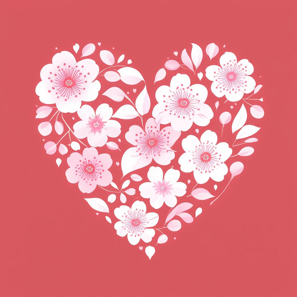 heart with sakura flower pattern emoji