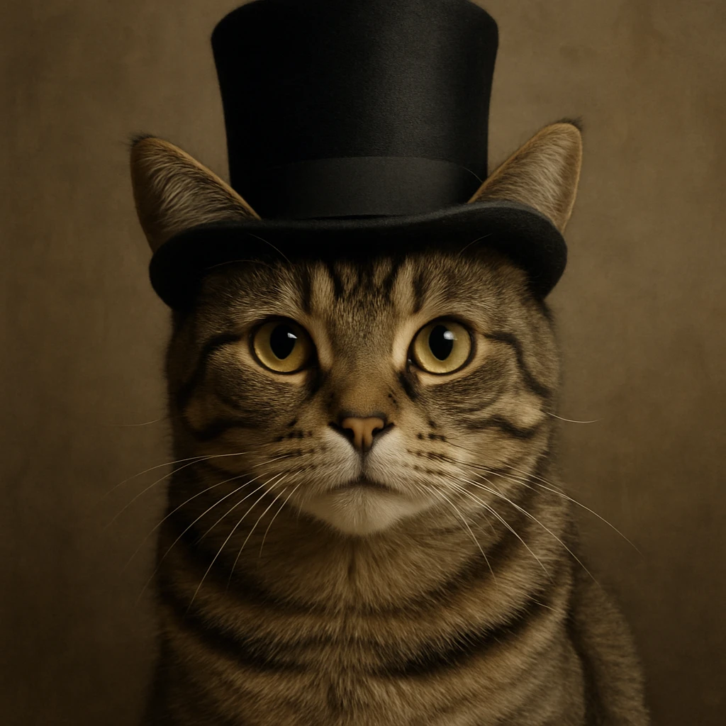 cat wearing a tophat emoji