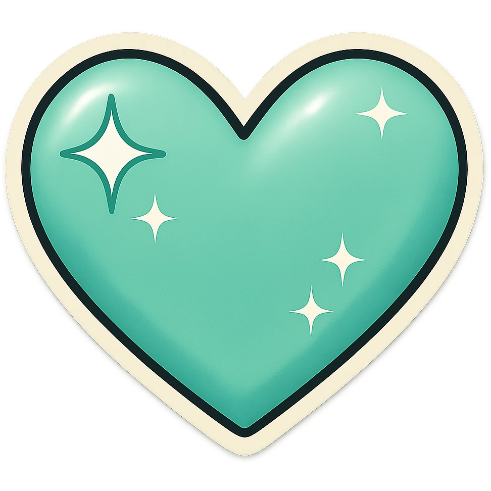 Add sparkles with a subtle gradient to the mint color heart, keep the background transparent. emoji