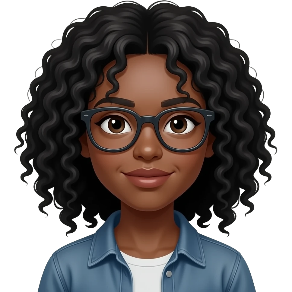 curly black hair brown skin girl glasses pretty zonbie emoji