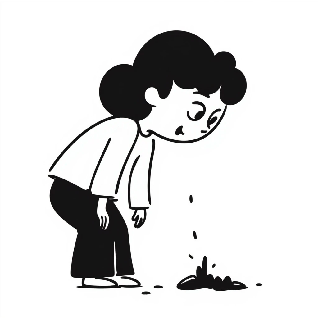 a girl vomiting, hand-drawn doodle style emoji