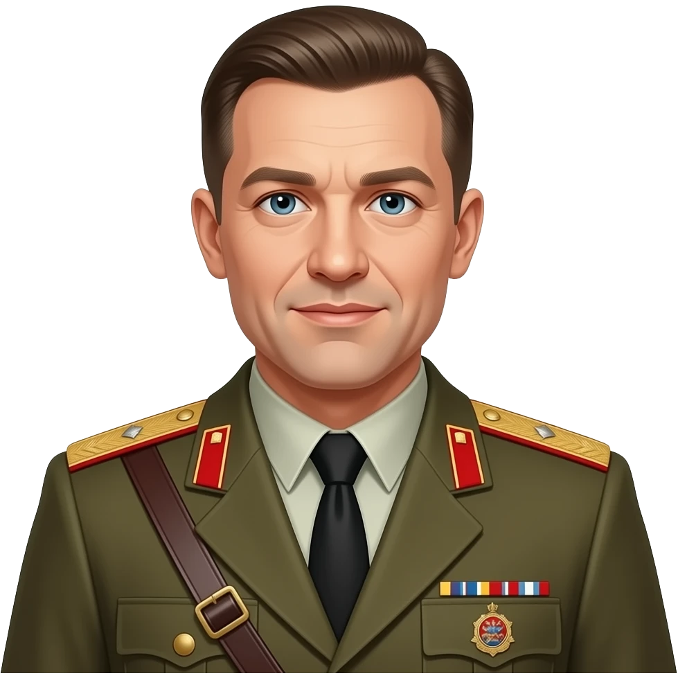 General Anatolij mit General Wappen und Militär Uniform emoji