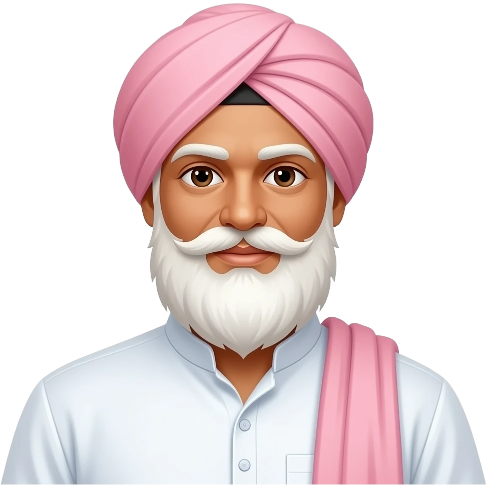 Pagdi lite pink,beard white,color aur whitening,remove shoulder cloth and necklaces kurta white kurte me buttons aur colar nahi honi chahiye aur beard badi ho emoji