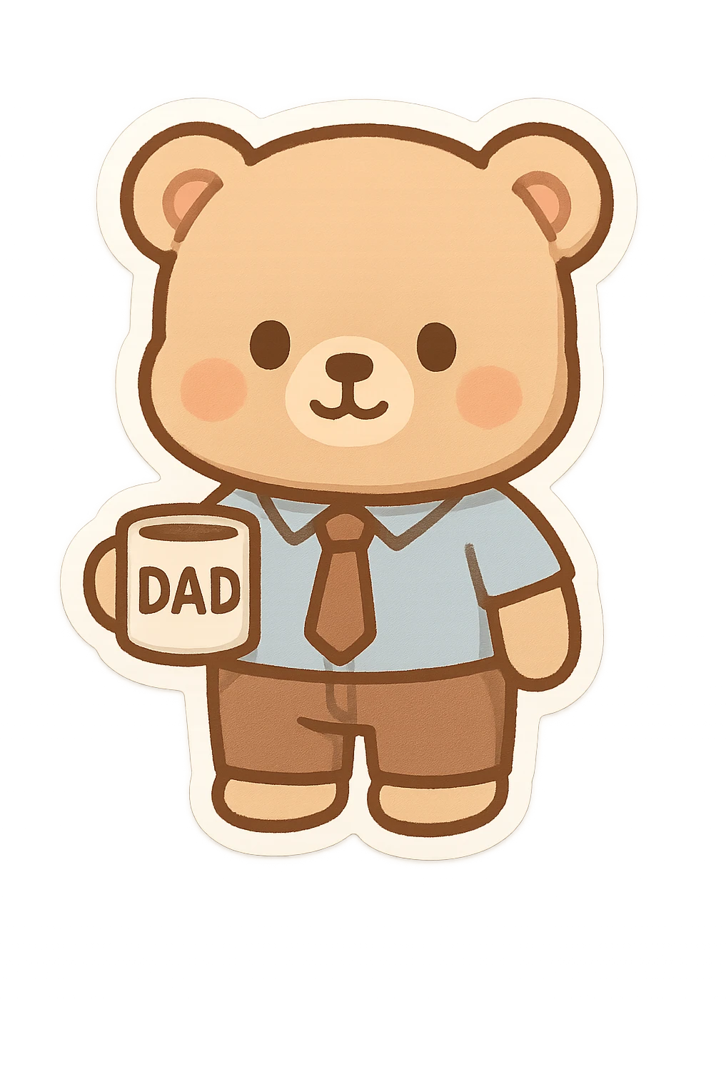 A teddy bear dresses like a dad holding a coffee mug  emoji