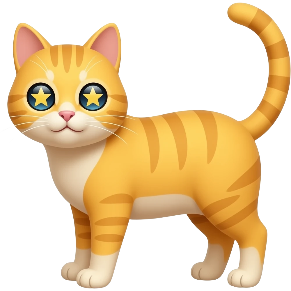 Кот жёлтый со звёздочками в глазах emoji