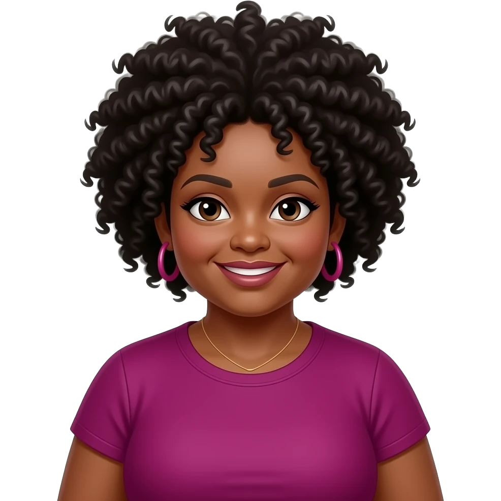 chubby lady with afro hairs wear dark pink clothes emoji