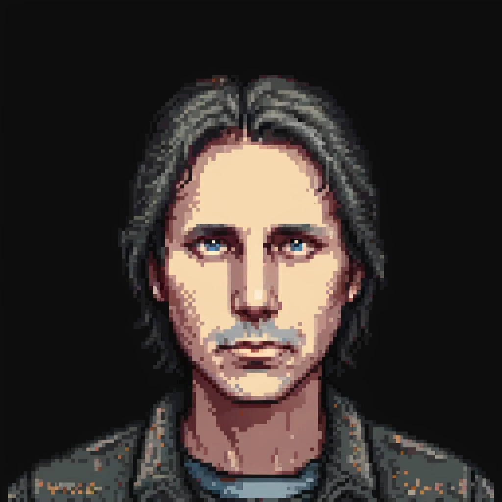 Pixel art portrait of John Doe, head and shoulders, retro video game style, neutral expression emoji