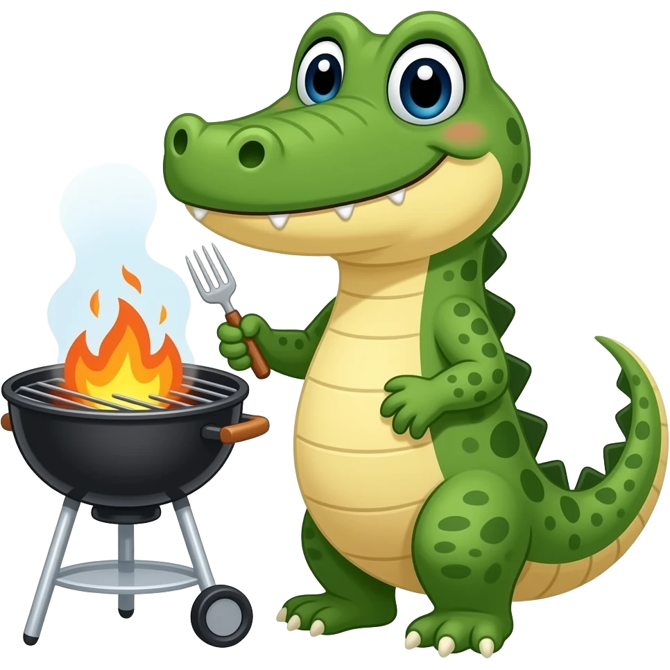 Cute alligator at a cookout emoji