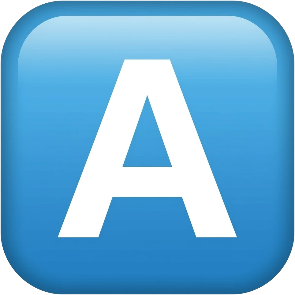 Letter A in blue square emoji