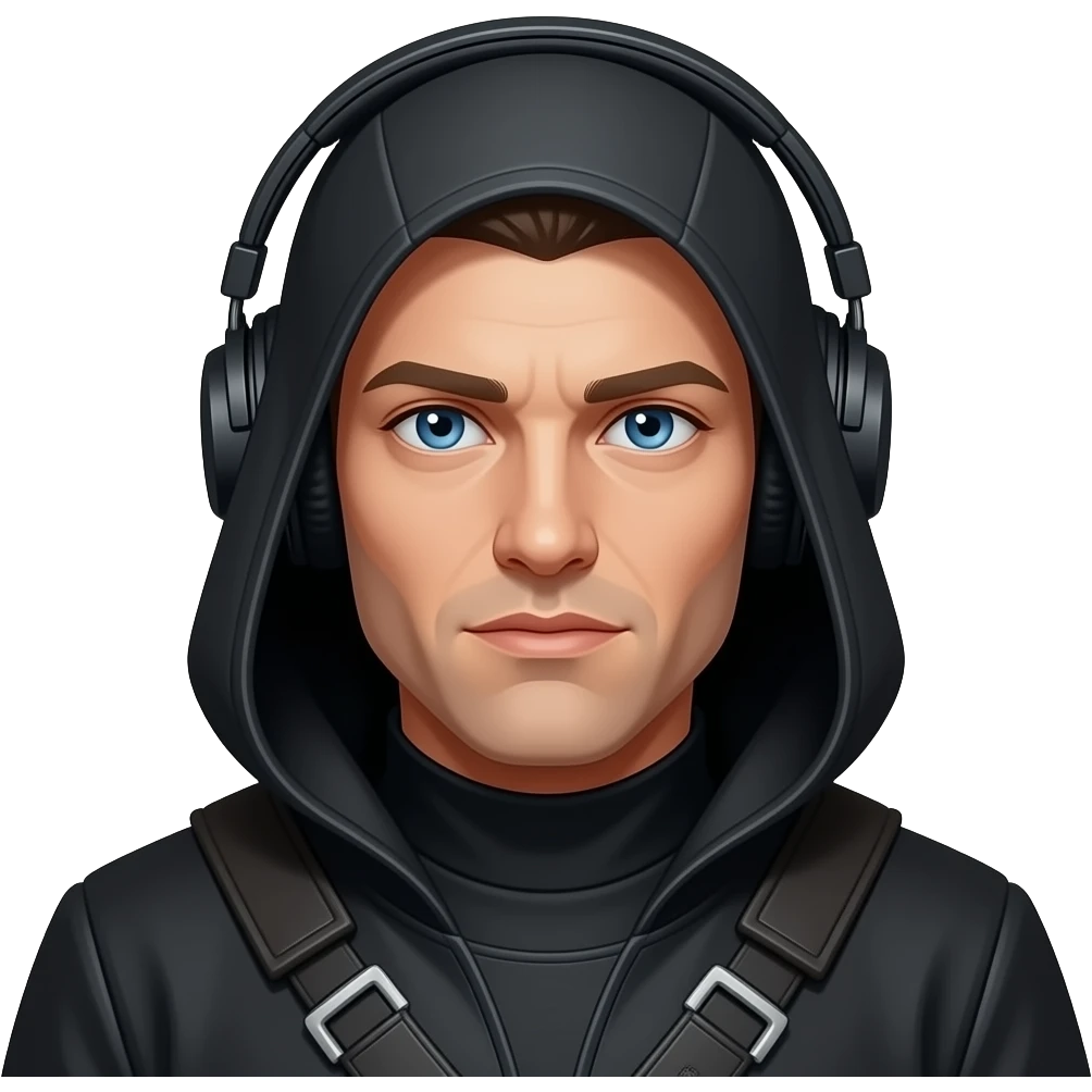paul atreides  blue eyes with black beigehood in dune with headphone garniture emoji