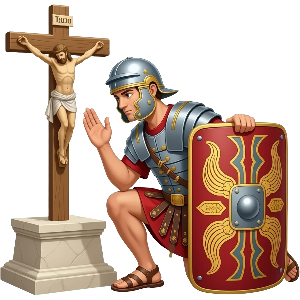 Roman solider worships Jesus emoji