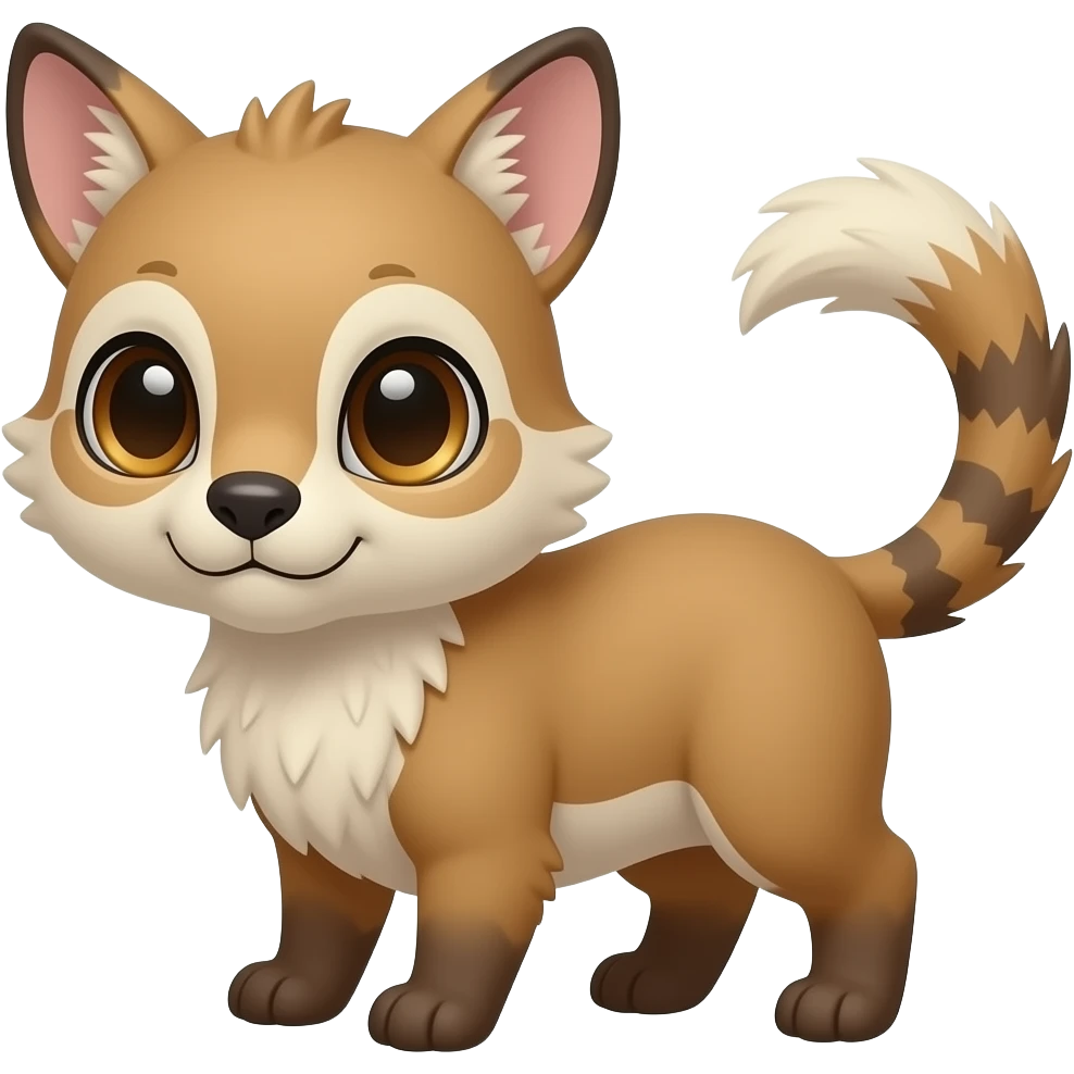 Adorable Terenry-Teto-fusion-hybrid-animal-creature with a long thin tufted tail, cute big eyes emoji