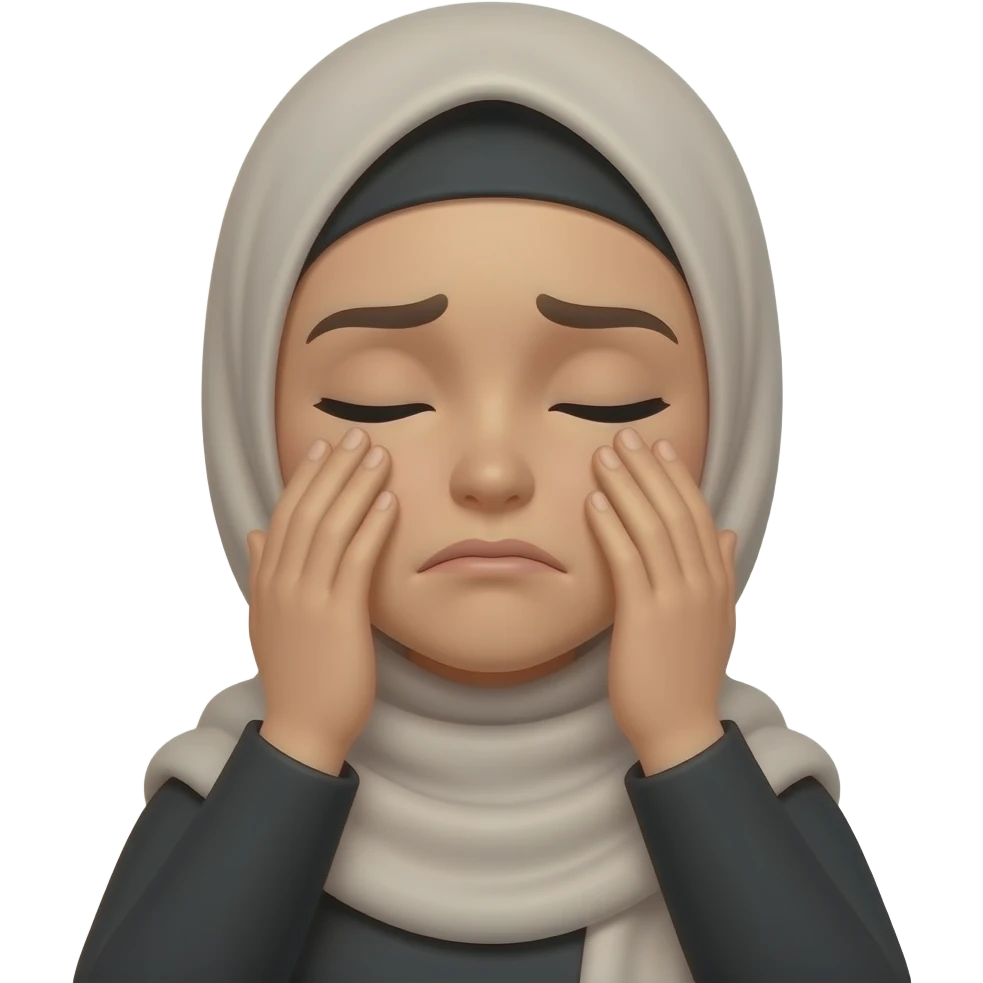 a hijabi person facepalming 🤦‍♀️ (or “slamming her face”) with a headscarf emoji