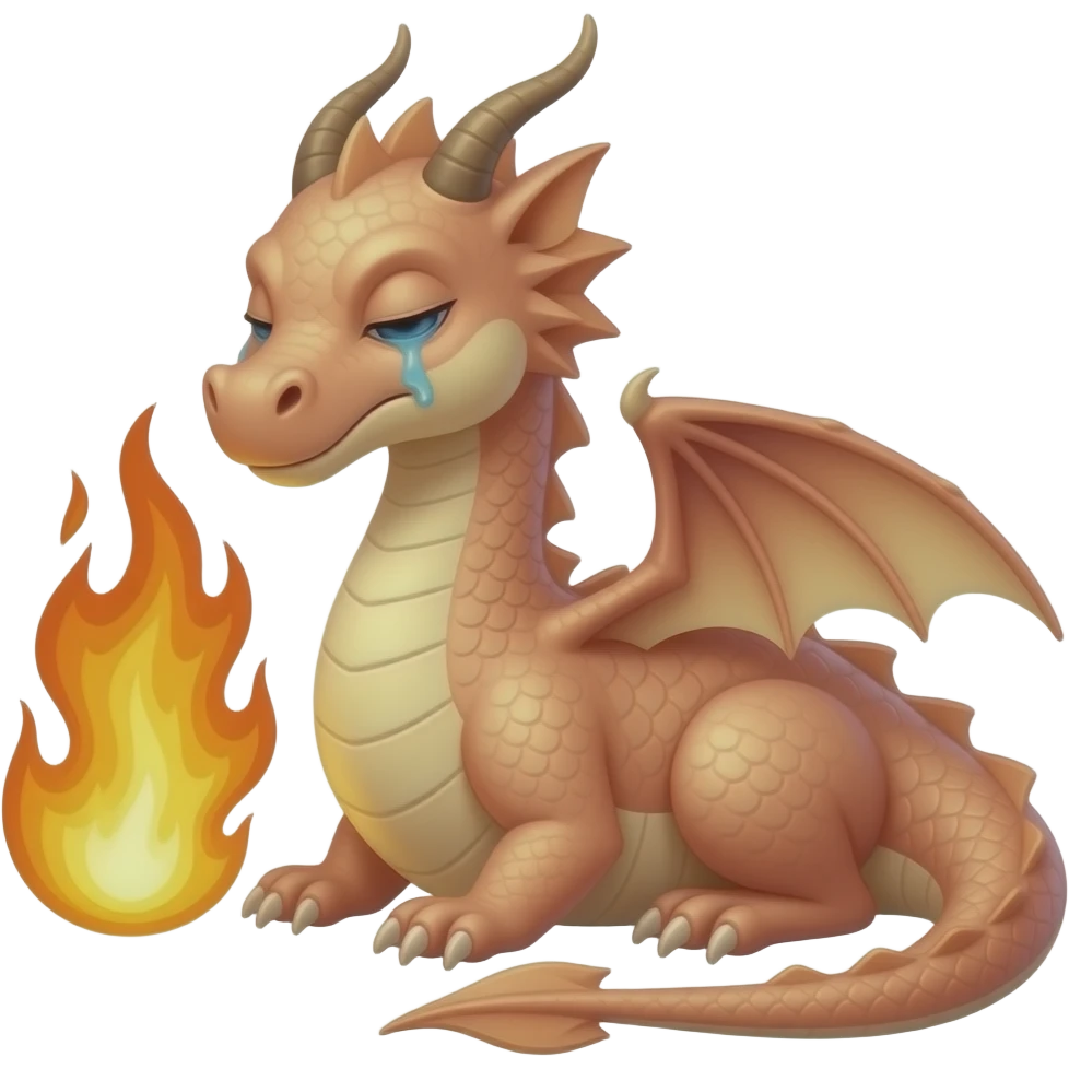 a skin coloured dragon with no scales which is exhausted, collapsed and run out of puff emoji