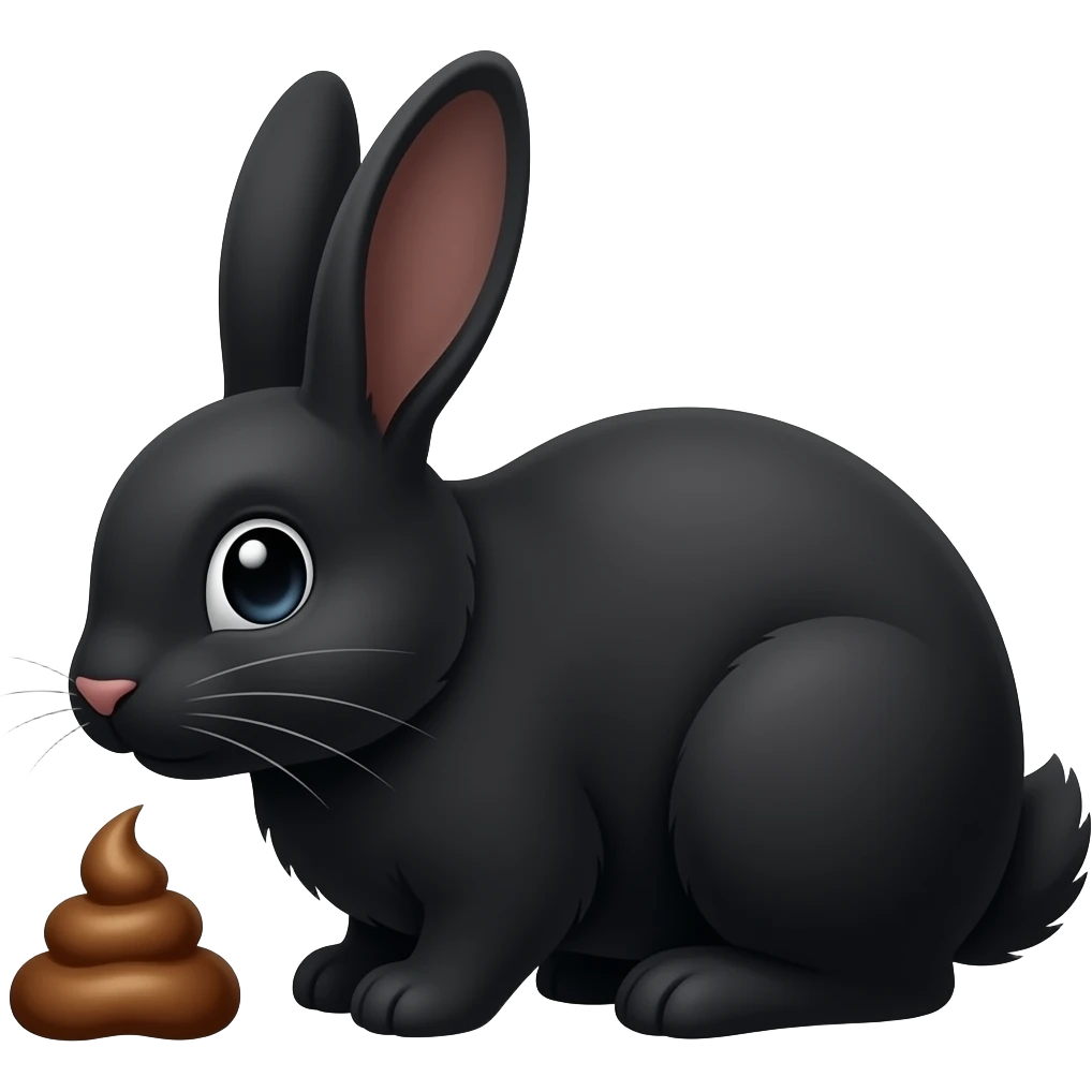 make a bunny black is pooping emoji