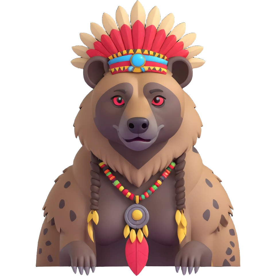 A native strong buff hyena with war bonnet posing  emoji