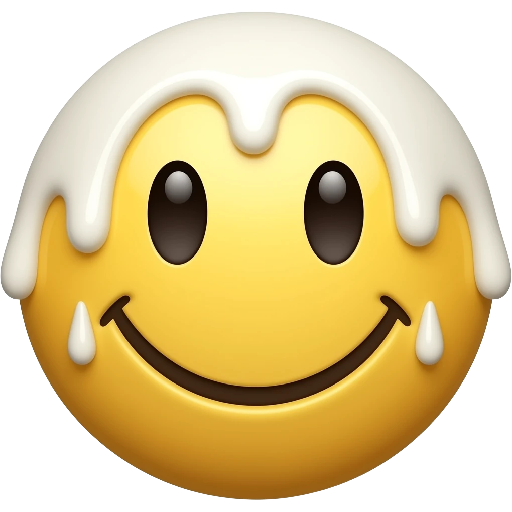 smiley face drenched in white dairy milk emoji