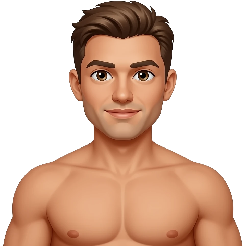 Shirtless muscular tan guy emoji