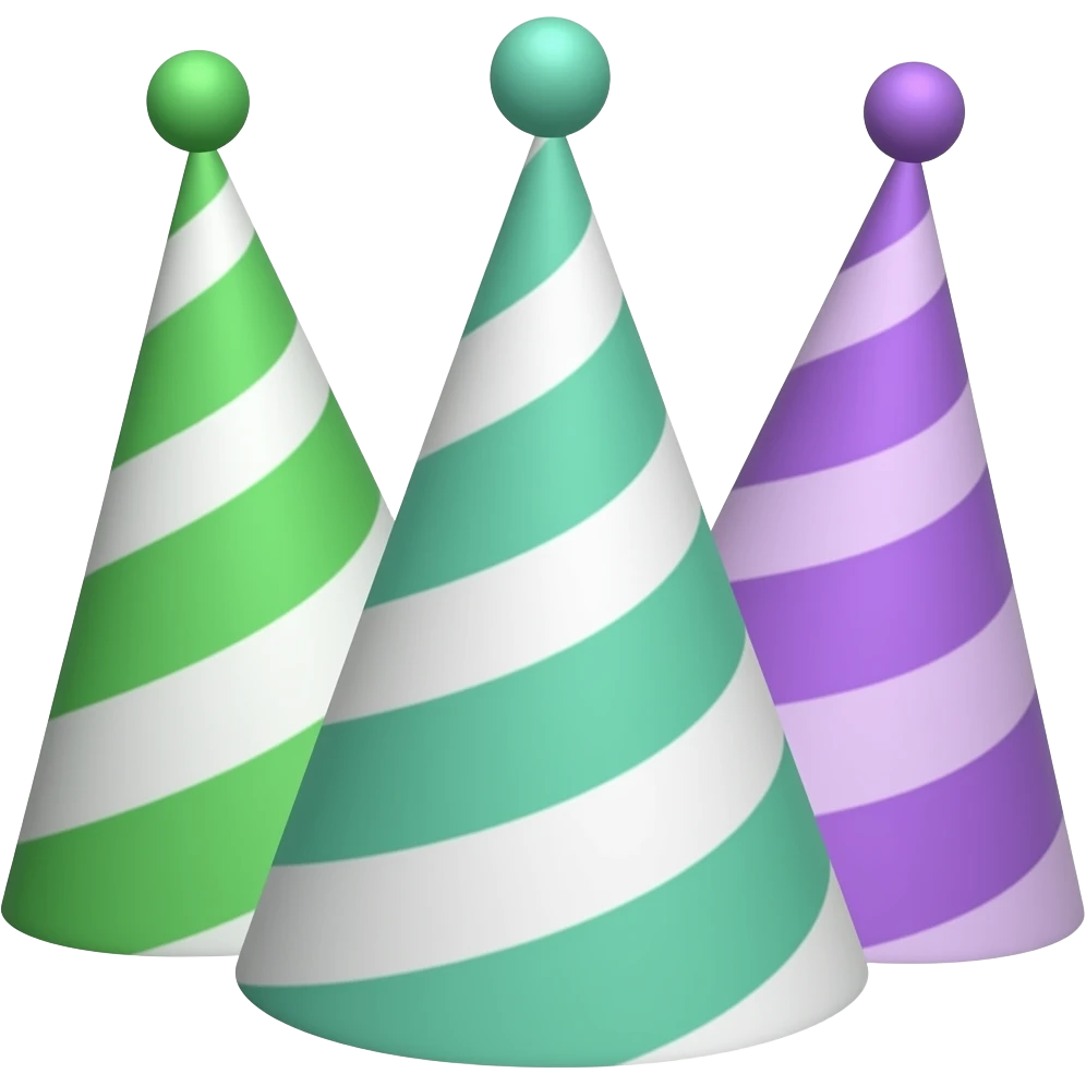 green purple  Party hats soft paster colour emoji
