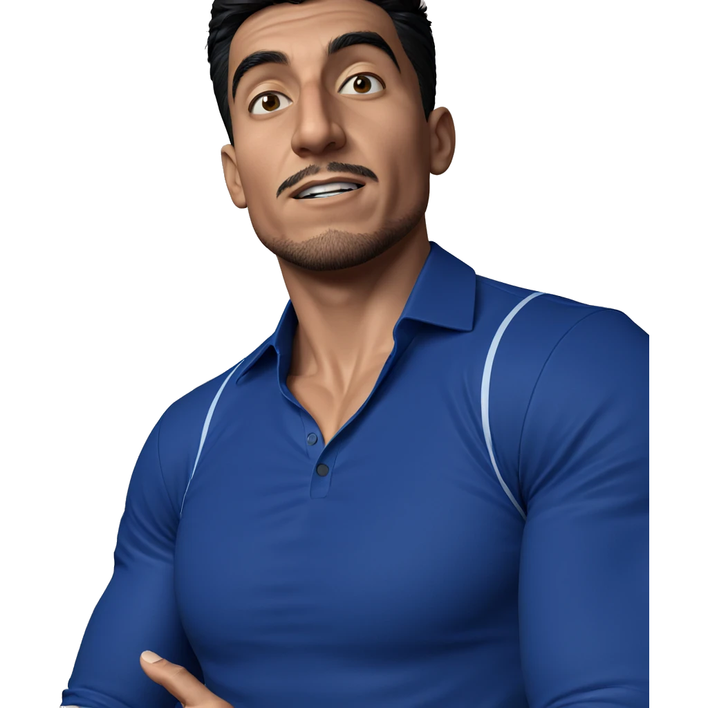 muscular male in blue shirt emoji