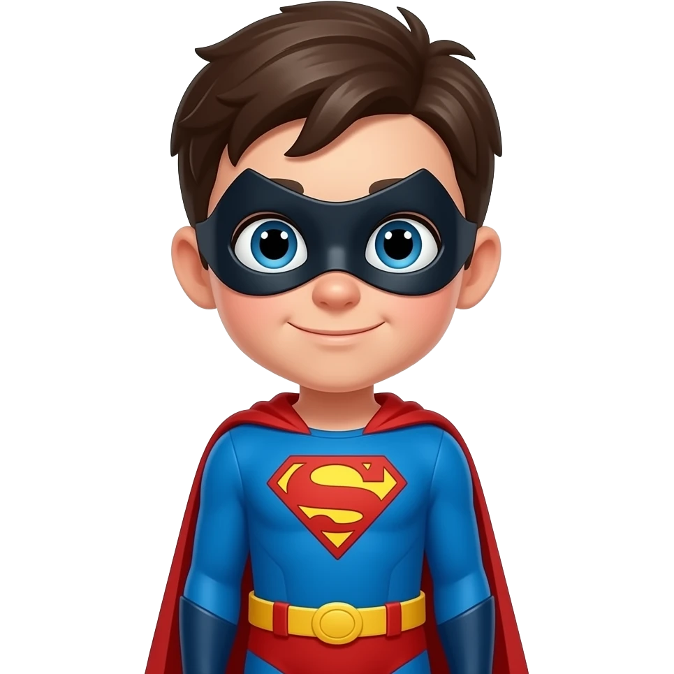 kid with superhero uniform without logo emoji