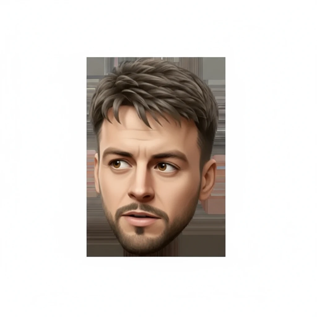 нарисуй этого человека в таком же стиле с задумчивым взглядом emoji