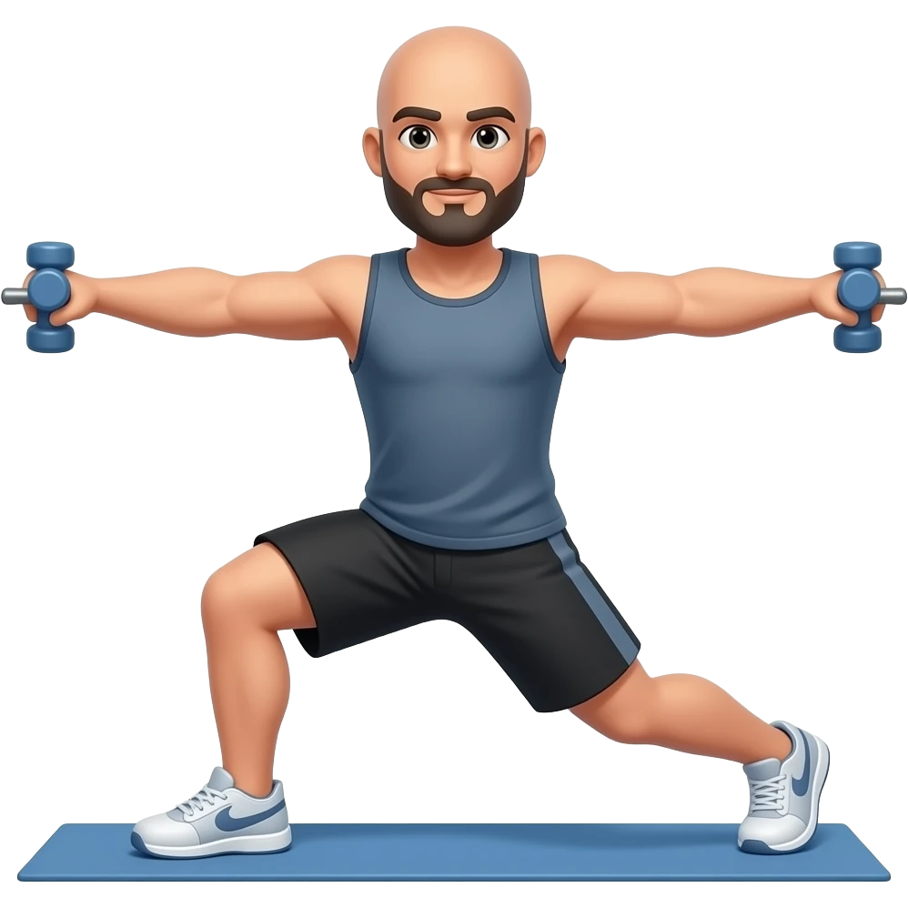 Bald guy with beard workout emoji