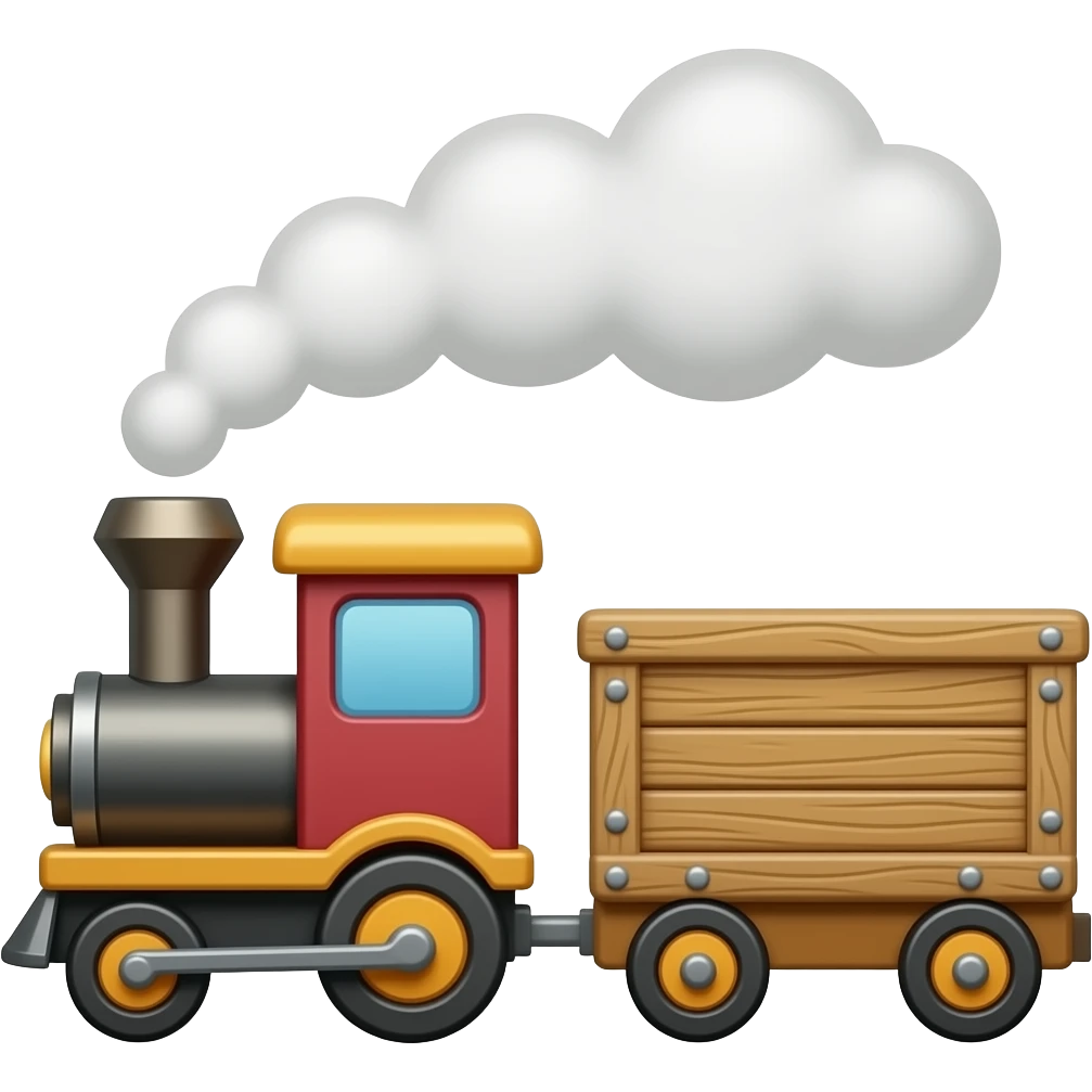 A icon showing a cartoon train pulling wagons emoji
