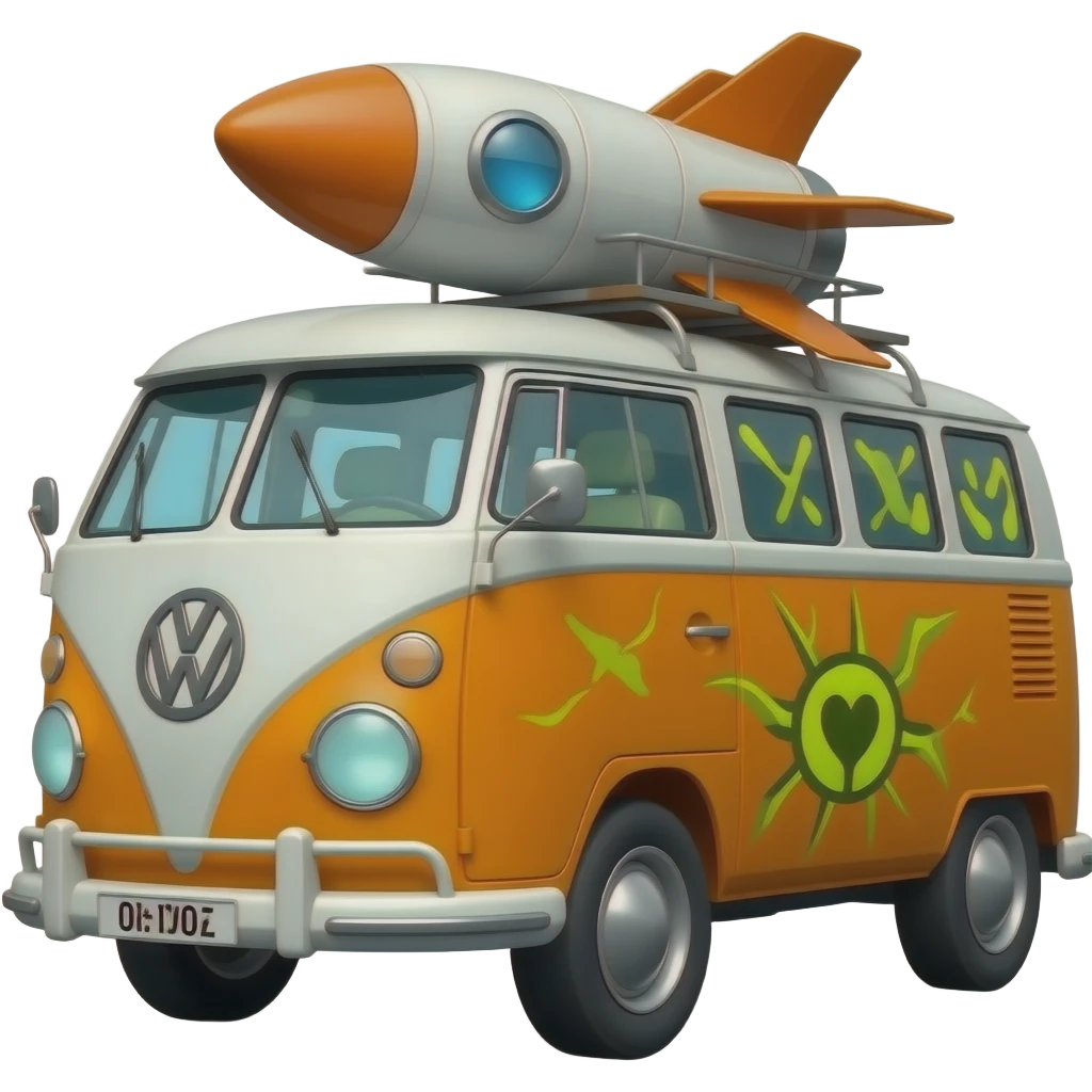 orangefuturistic rocket powered volkswagen toxic van emoji