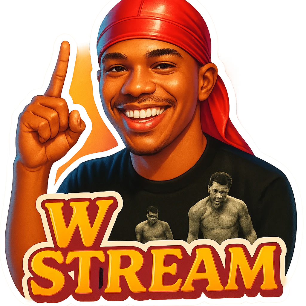 Make him Smiling 
woo Finger signak
Change His durag To Red
Add the words W Stream emoji