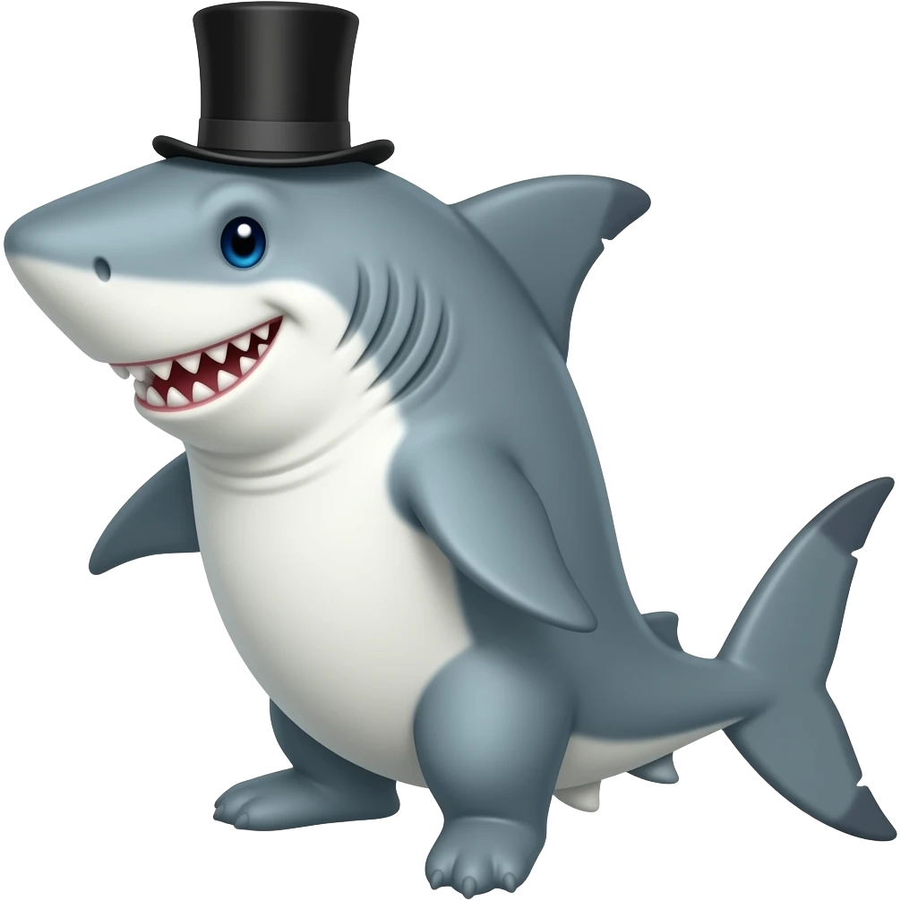 Shark with a top hat emoji