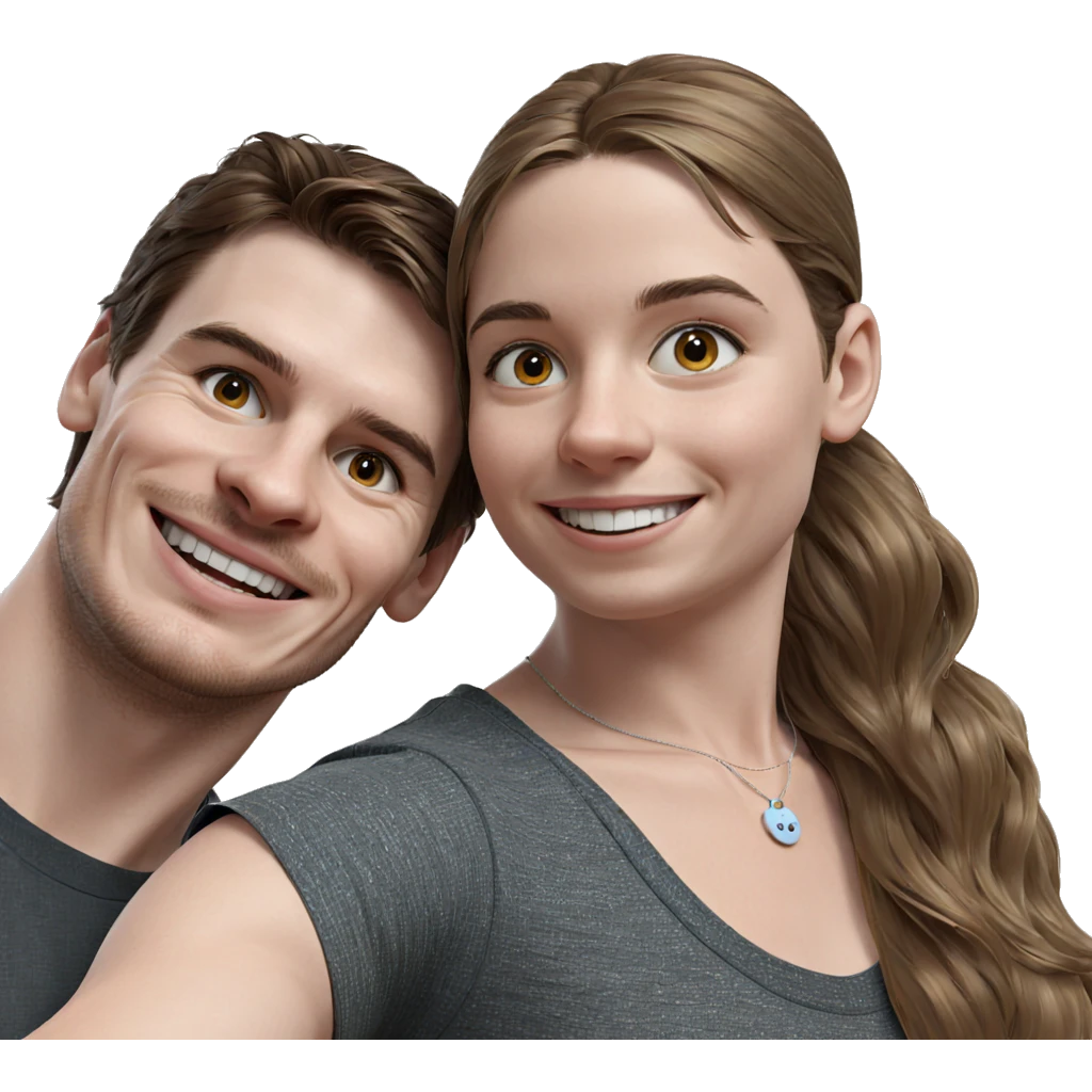 smiling girl with boy portrait emoji