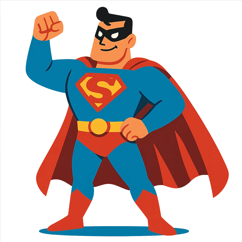 A superhero in the style of a vibrant toon emoji